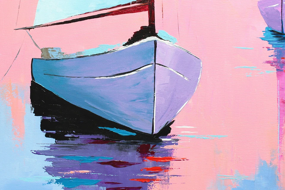 NOVAARTE Acryl Bild Gemälde Segel Boot Abstrakte Malerei Moderne Kunst ORIGINAL - Bild 2 von 4