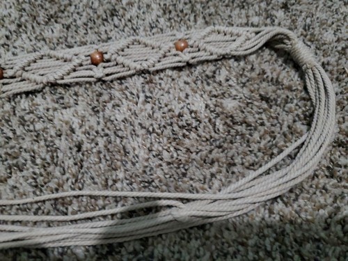 Vintage 80s Belt Braided Rope Gold Tone Boho Macrame Belt Statement Size 42 Inch - Picture 3 of 5