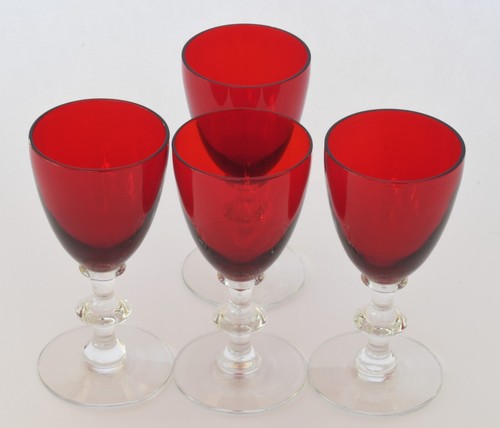 VINTAGE FRENCH CRANBERRY RUBY RED LUMINARC WINE GLASSES, SET OF 4. S16 - Picture 2 of 5