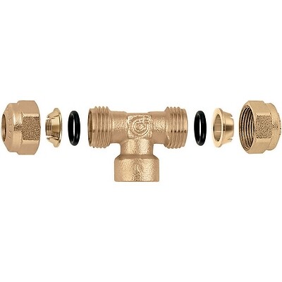 RACCORDO TEE A COMPRESSIONE GIACOMINI 12 mm TUBO RAME OMOLOGATO ACQUA