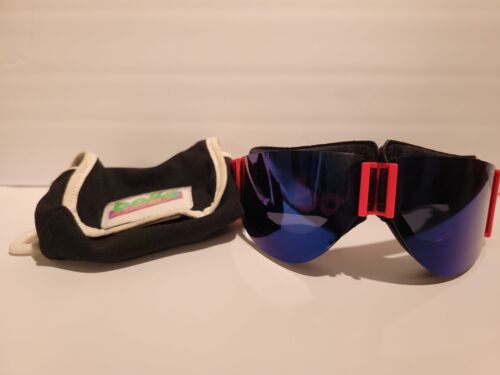 Lunettes de soleil / lunettes de ski vintage Bolle Aquashield cadre rouge sac original rare  - Photo 1/7