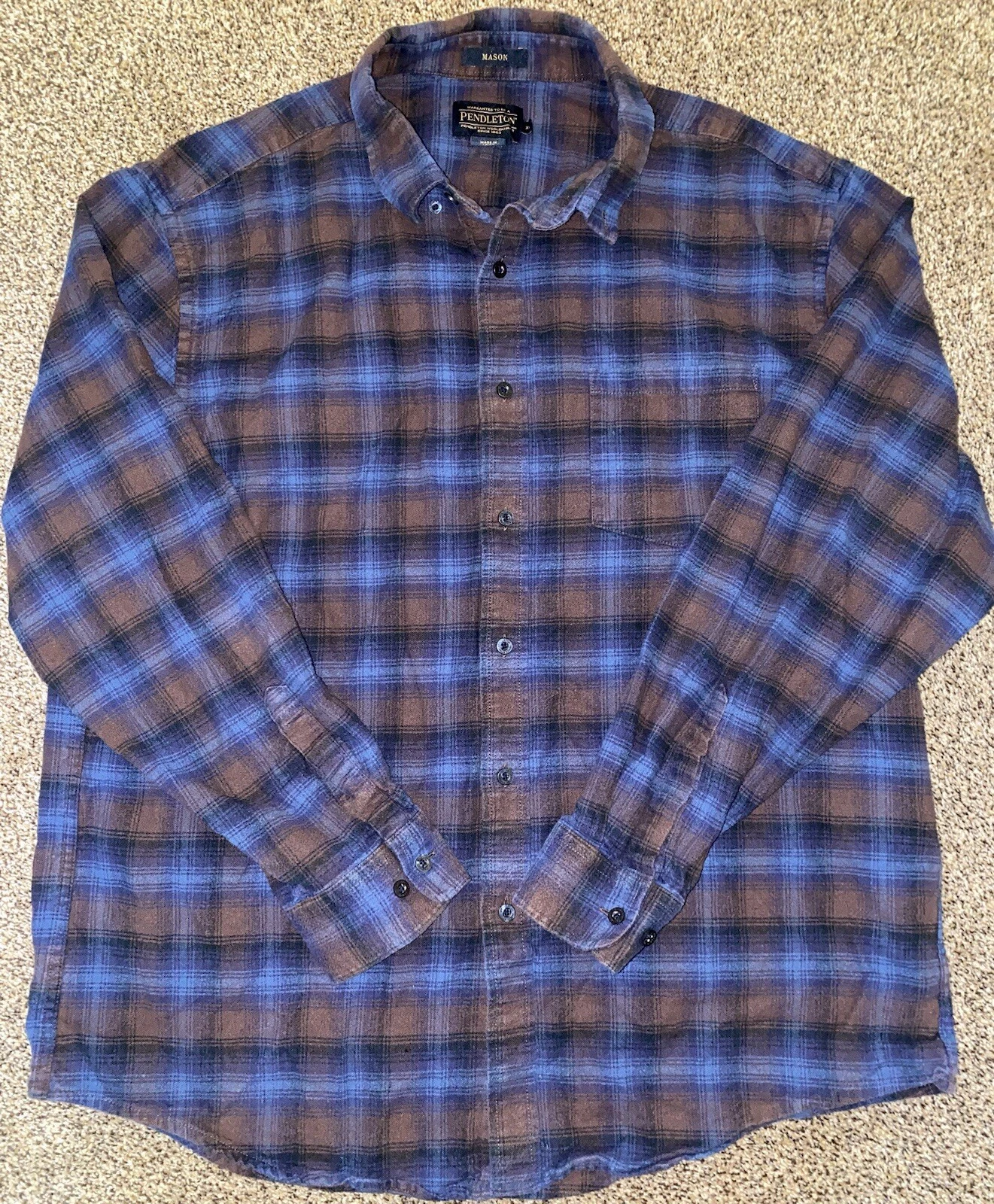 Pendleton Shirt Mens Extra Large Blue Plaid Flannel Outdoor Button Mason XL
Opens in a new window or