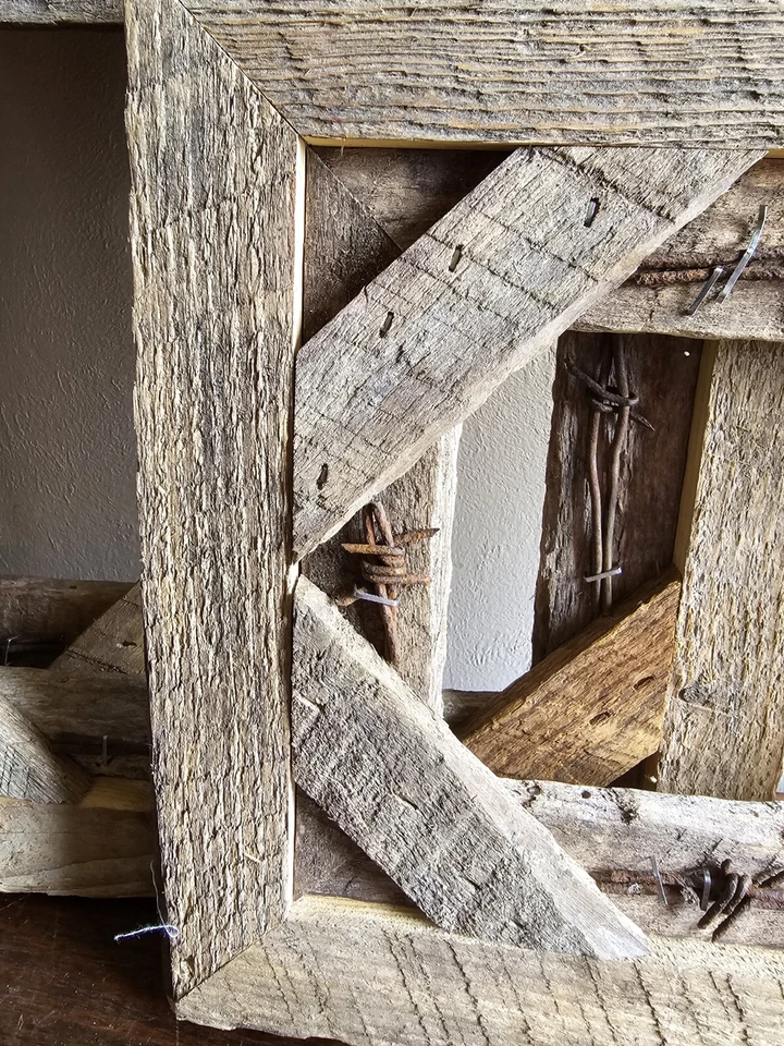 Juego de 3 marcos de fotos de madera de metal rústico artesanales galería de arte granja Foto 4 de 4