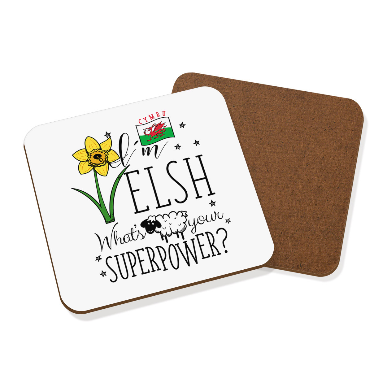 I'm Welsh What's Your Superpower Coaster Drinks Mat - Wales Superhero Rugby