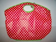 Shopping Tote Reusable Grocery Red with White Dots Christmas Presents 21x9x18 in