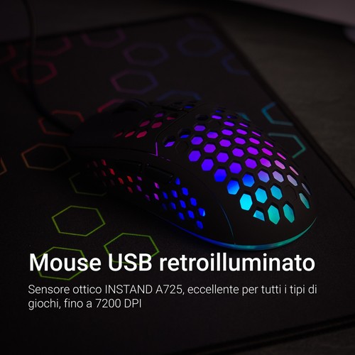 KIT GAMING NOUA URANUS COMBO 3in1 MOUSE CUFFIE E TAPPETINO DA GIOCO - Foto 4 di 8