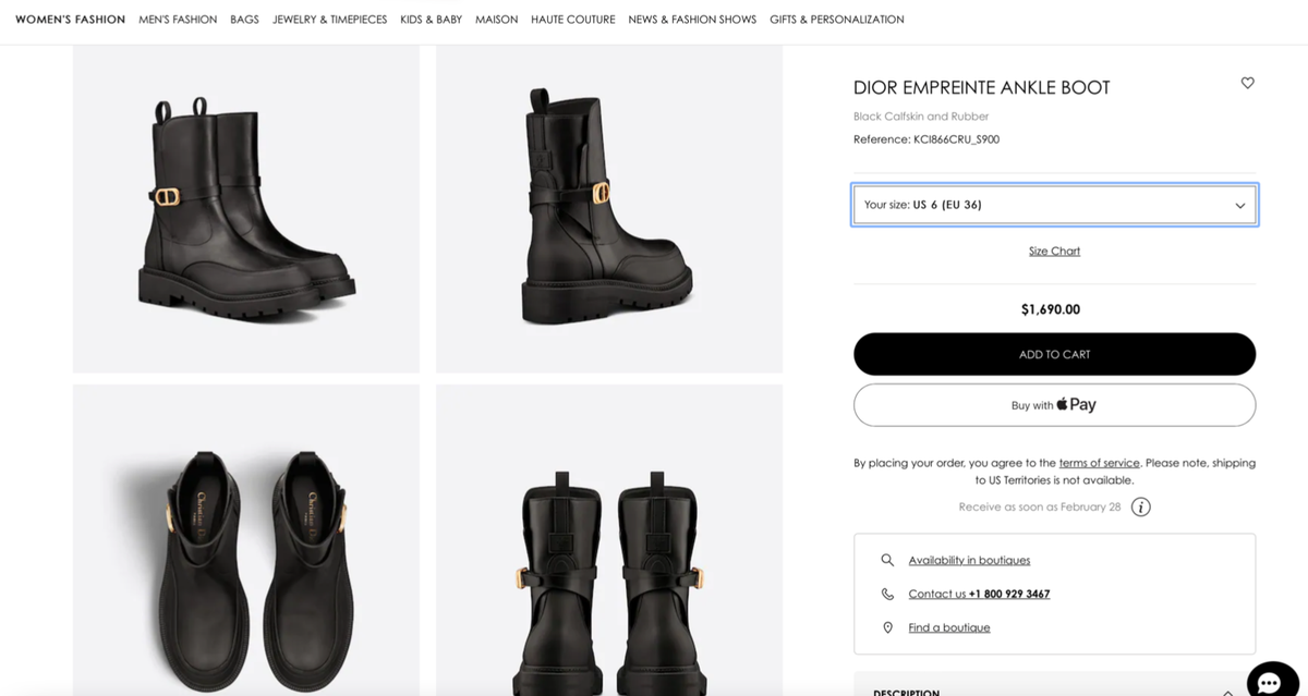 DIOR EMPREINTE ANKLE BOOT BRAND NEW SIZE EU36 US6 LEATHER
