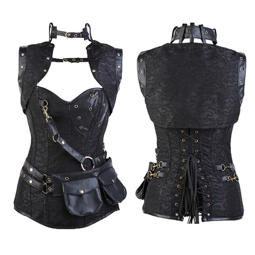 Steampunk Corset Top Women Corset Sexy Bustier Gothic Corselet Leather Bustier - Picture 16 of 34