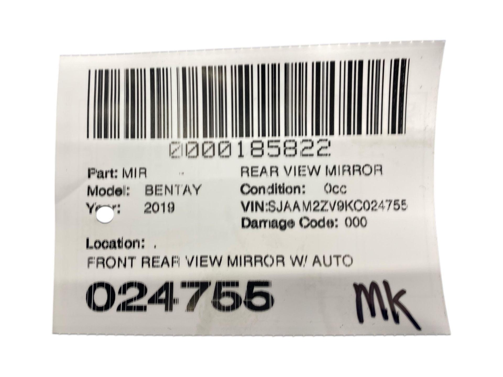 2016-2020 BENTLEY BENTAYGA OEM FRONT REAR VIEW MIRROR W/ AUTO DIM *SCUFFS*