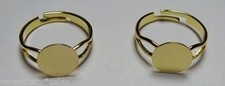 50 Gold Plated Adjustable Ring Blanks 10mm flat round pad ~ Settings