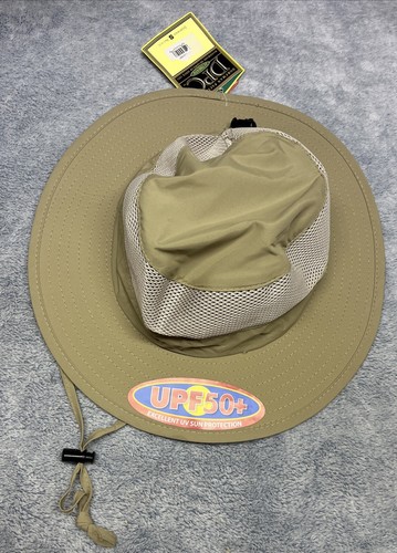 Cappello safari Dorfman Pacific Co. da uomo a rete corona tesa larga cachi LG Grande