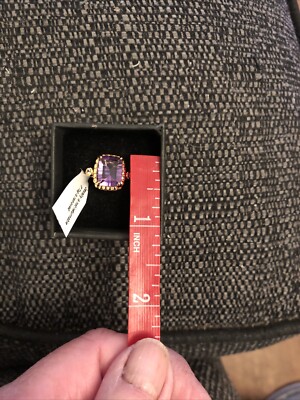 Marokkanischer Amethyst und weißer Zirkon Ring in Sterlingsilber mit Rosenüberzug.