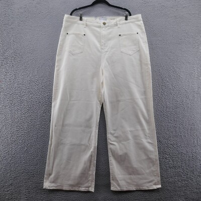 Lola Womens Milan Ultra High Rise Wide Leg Jeans 38 Ivory Stretch Denim NEW