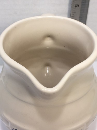 LONGABERGER POTTERY PITCHER 5.5" EUC White w/ Blue accents - Picture 4 of 6