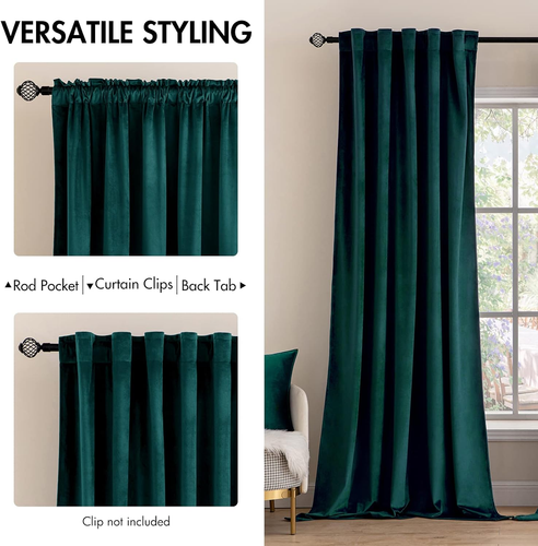 Velvet Curtains 84 Inches 2 Panels - Luxury Blackout Curtains for Bedroom Living - Picture 2 of 9