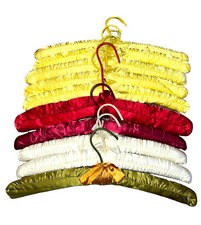 Vintage Clothes Hangers Satin Padded Lot of 10 - Yellow, Red, White, Green