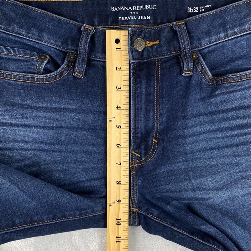 Banana Republic Travel Jeans Men 31x30* Blue Straight Skinny Fit Dark Wash Denim - Picture 10 of 13