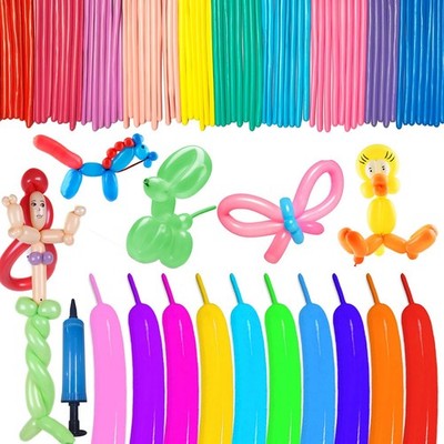 100 Stück Modellier Luftballon,Lange Bunte Ballons,Modellierballons mit Luftp...