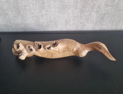 Canard Sculpté en Bois Vintage Décoratif - Wooden Duck Sculpture - Photo 1/4