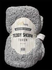 New Teddy Sherpa Throw Blanket Light Gray Cozy Soft 50x60 Lightweight Couch Sofa