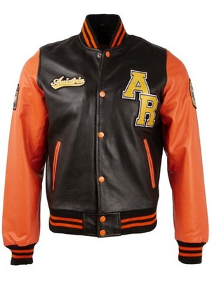 Aviatrix UK Bug Copeland Varsity Jacket Black Orange XL