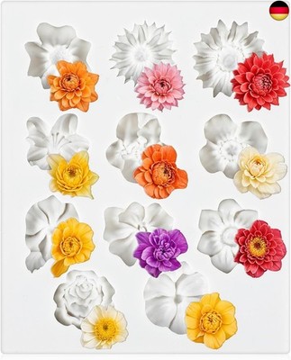 JJUNW Silikonform Blumen, 3D Blumem Silikonformen Harz Rose Kerzen Form 11