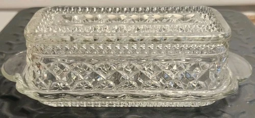 Glass Vintage Anchor Hocking Wexford butter Dish with Lid