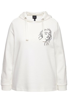 Ulla Popken große Größen Hoodie 42+ offwhite Hoodie Gesicht Classic Kapuze