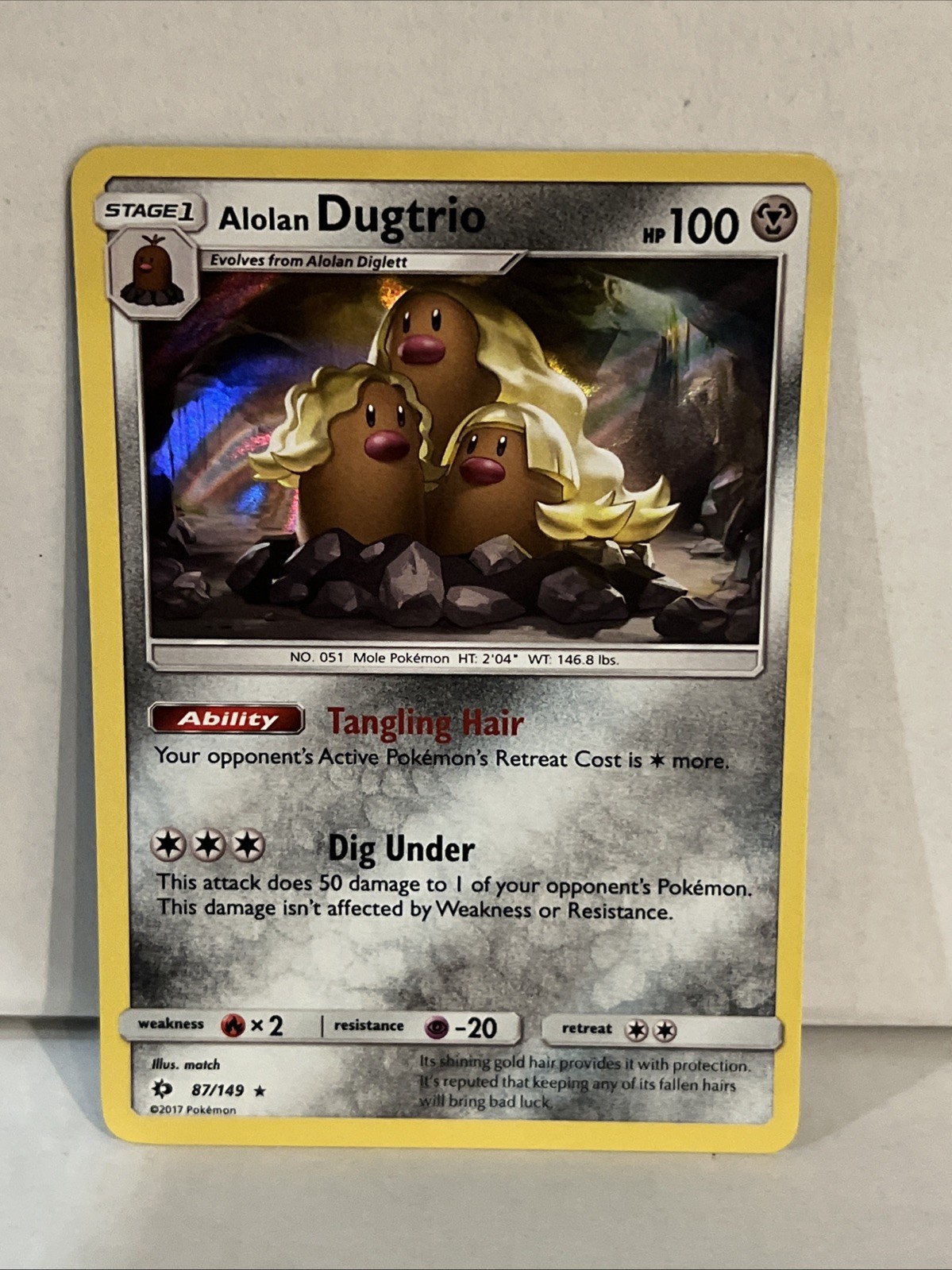 Pokemon - Alolan Dugtrio - 87/149 - Holo Rare - Sun & Moon Base Set - NM