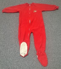 VTG 90  s Carters Fleece Footie Pajamas 4T Red Blanket Sleeper Teddy Bear USA