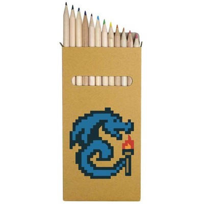 12 x '8-Bit Wyvern with Torch' Long Colour Pencils (PE00080243)