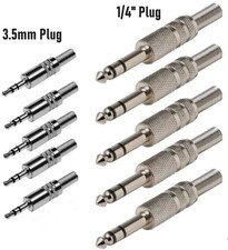 10 PCS Stereo Plug 5x 3.5mm 1/8"  5x 1/4" Plug Audio Connector Solder Type