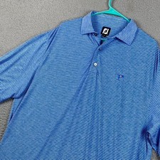 Footjoy Fj Golf Polo Shirt Men's Large Blue Striped Athletic Performance Causal