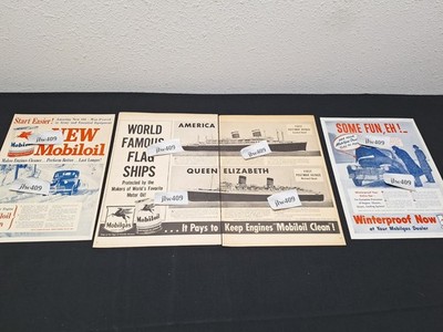 3 Vintage 1946 MOBILGAS MOBILOIL MOBIL GAS and OIL Print Ads Magazine Ads