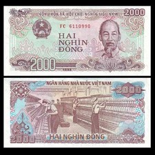 Vietnamese Dong 2000 2 Thousand  Banknote 1988 Vietnam VND Uncirculated UNC