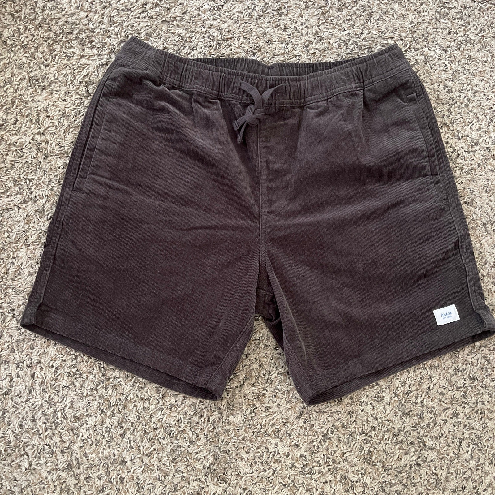 Katin Corduroy Shorts Elastic Waist Drawstring Stretch Men’s Large 6” Inseam