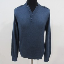 Kruder V Neck Jumper Wool Blend Blue Chest 40/42 Size M SKU Y12327
