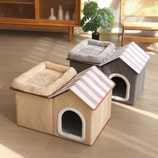Cat House for Indoor Cats Bed 2 in 1 Pet Bed with Removable Washable Cushion