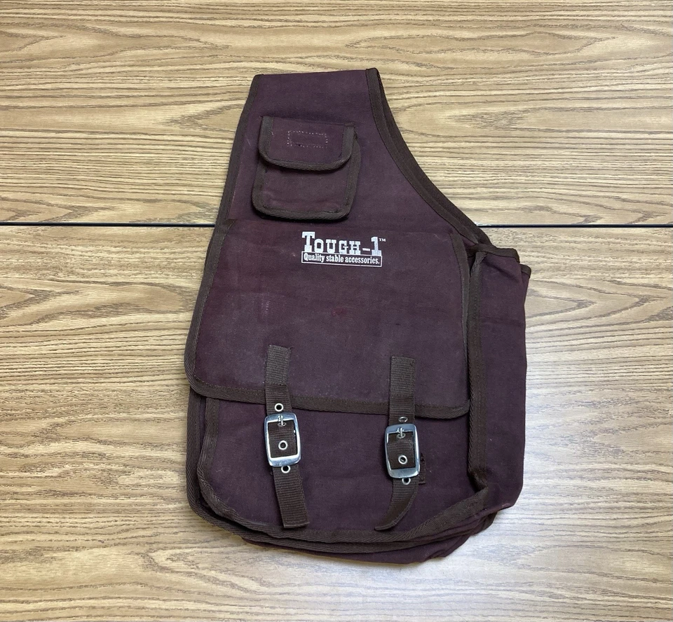Vintage Tough-1 Saddle Bag Heavy Canvas Buckle Maroon Purple Excellent Condition - Image 3 of 4