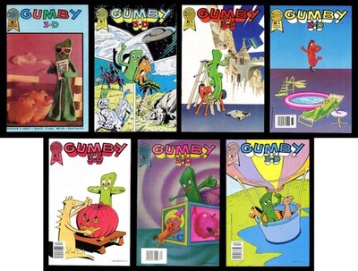 Gumby 3-D Comic Set 1-2-3-4-5-6-7 Lot Glasses Blackthorne Third Dimension Humor