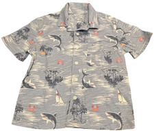 Boy  s Size 6 Garanimals 365 Kids Button Up Shirt Collar Blue Hawaiian Print EUC