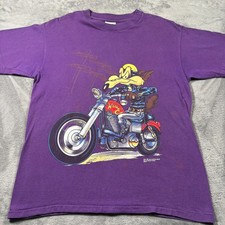 Vintage 1993 Warner Bros Looney Tunes Wile E Coyote Motorcycle T-Shirt Men Large