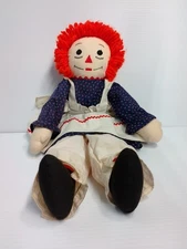 Raggedy Ann Doll 21-inch Handmade Home Decor Rag Doll VTG Rag Cloth Yarn Hair