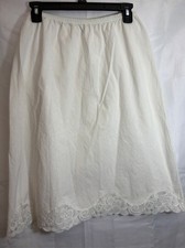 Women's Vintage Vanity Fair White Cotton Half Slip Lace Petticoat Cottagecore L