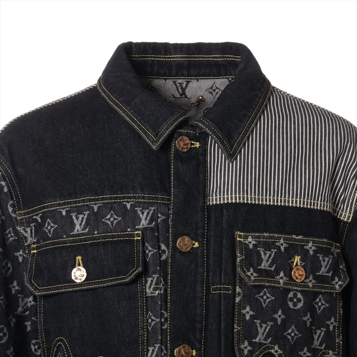 LOUIS VUITTON（LV） Louis Vuitton x NIGO 22SS Giacca Denim Cotone 46 Uomo Nero RM221M Monogramma