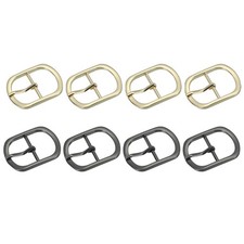 8Pcs 1.3" Single Prong Metal Roller Pin Belt Buckles Light Gold/Black