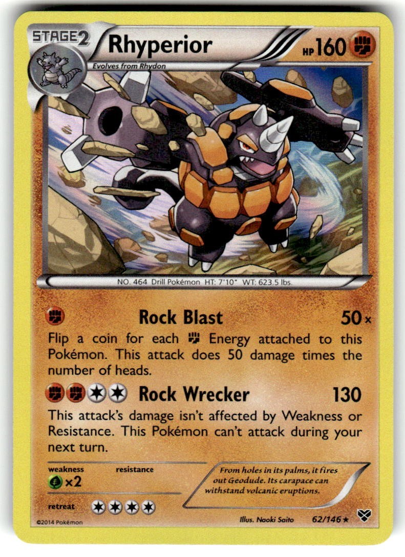 Rhyperior 62/146 XY Base Set Holo Rare Pokemon Card | NM