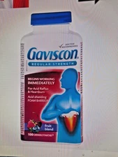 GAVISCON Regular Strength Fruit Blend, 100 Chewable FoamTabs Long Expiry