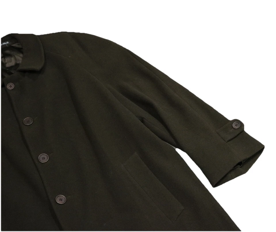 Vintage MANI Giorgio Armani 42 Reg Herringbone Wool Brown Over Coat Made Italy - Image 2 of 4