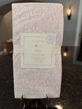 Pottery Barn Baby Crib Fitted Sheet Claire Pink/White 100 Organic Cotton New